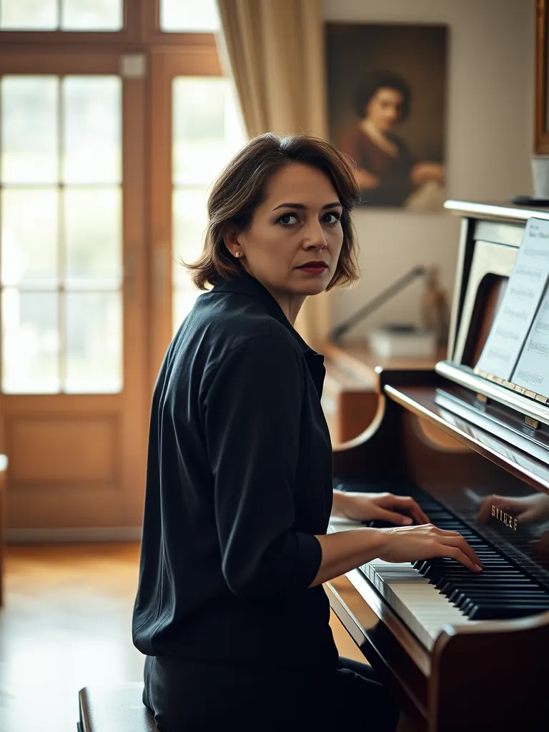 A portrait of Joana Peixoto, Piano, head of keyboard
